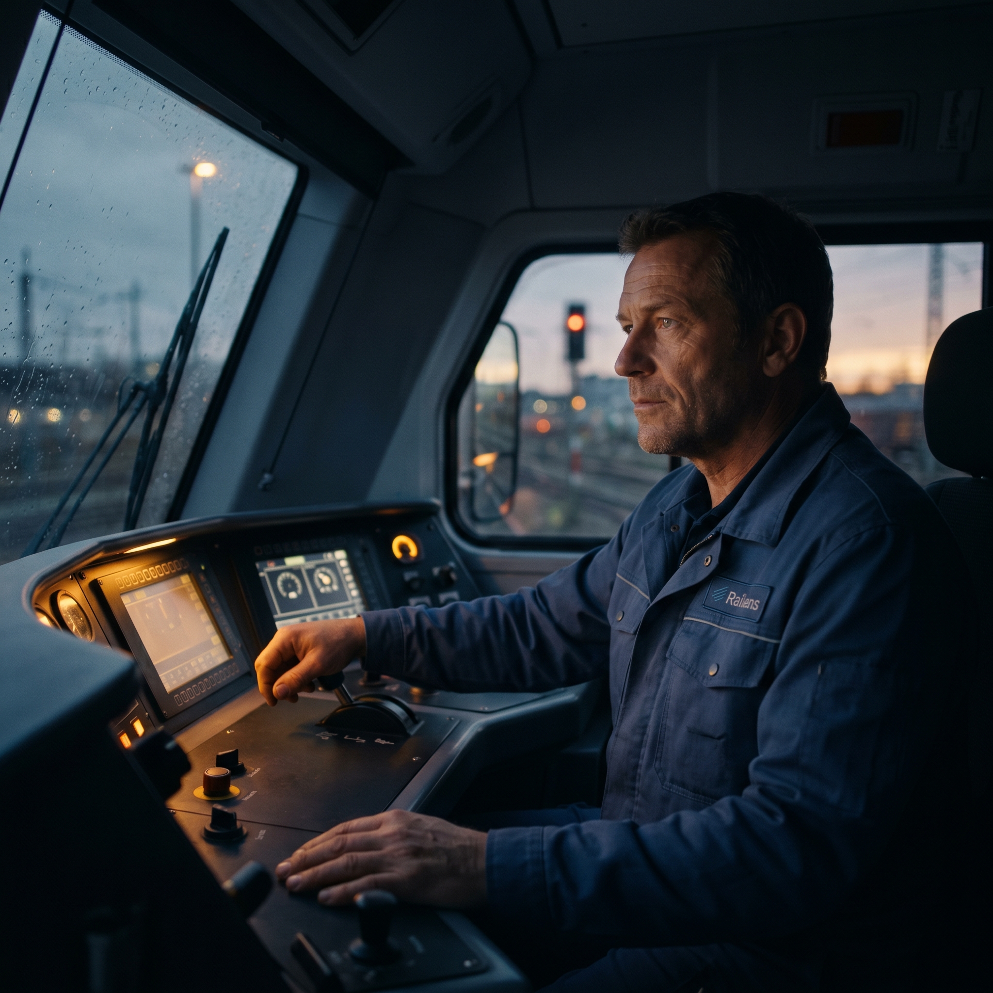 Railens Triebfahrzeugführer im Cockpit